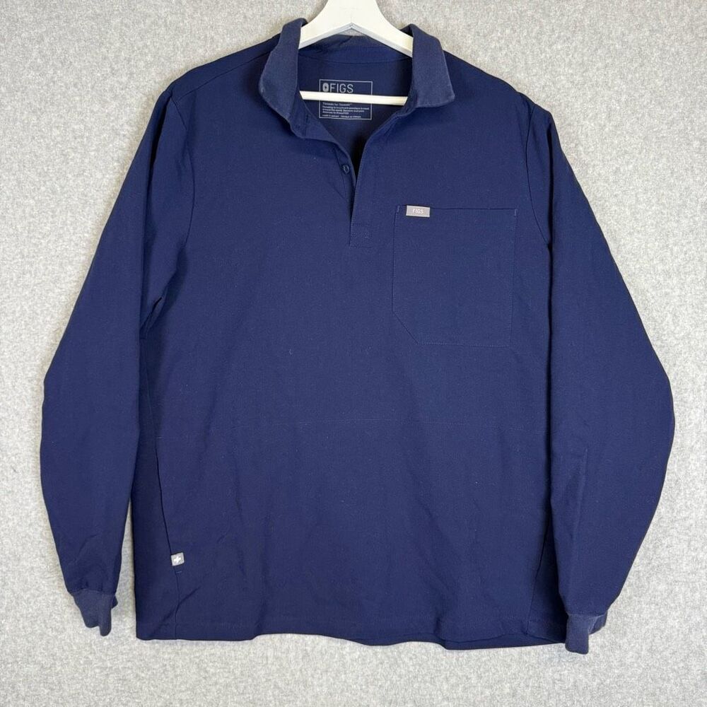 Figs Technical Collection Men's Size Large Blue 1/4 Zip Pullover Long Sleeve Shi